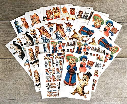 חבילת נייר מגזרת [18 סדינים 8 x11] חתולים מדהימים * נייר לגזרת וינטג 'ציור וינטג' אמנות איור מאת